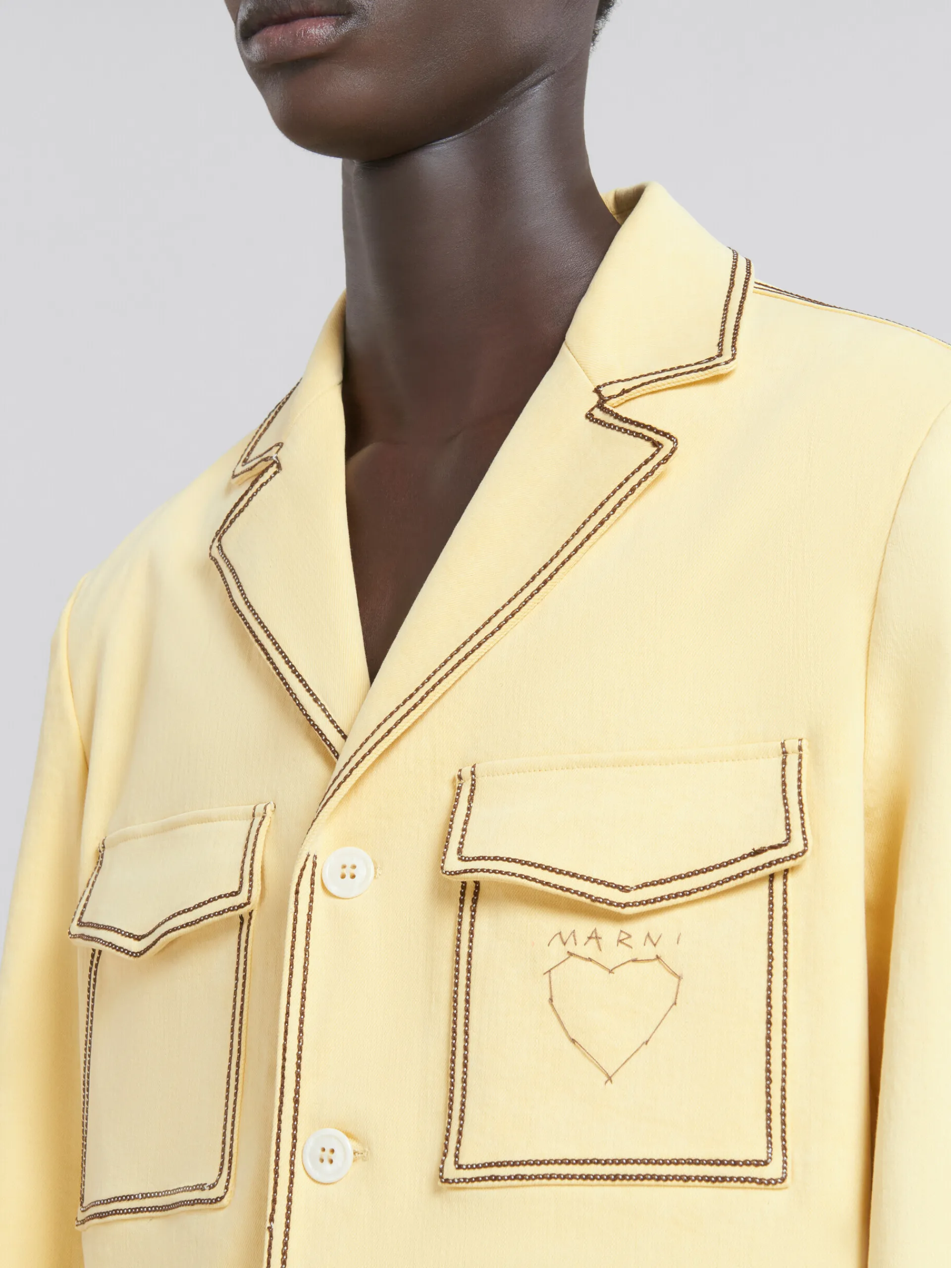 Denim | Coats & Jackets>Marni Yellow Organic Denim Blazer With Contrast Stitching CITRUS