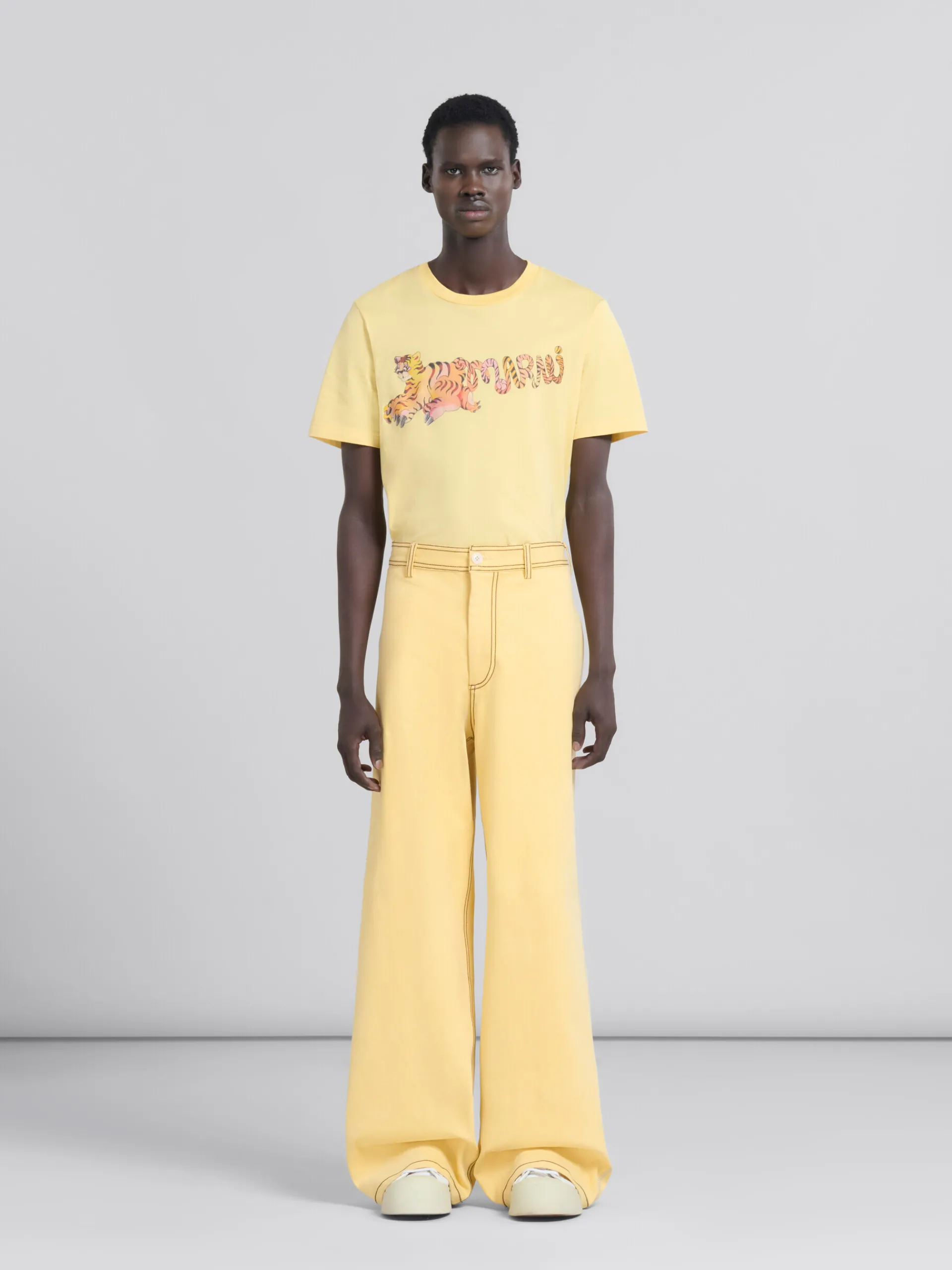 Denim | Pants>Marni Yellow Organic Denim Trousers With Contrast Stitching CITRUS