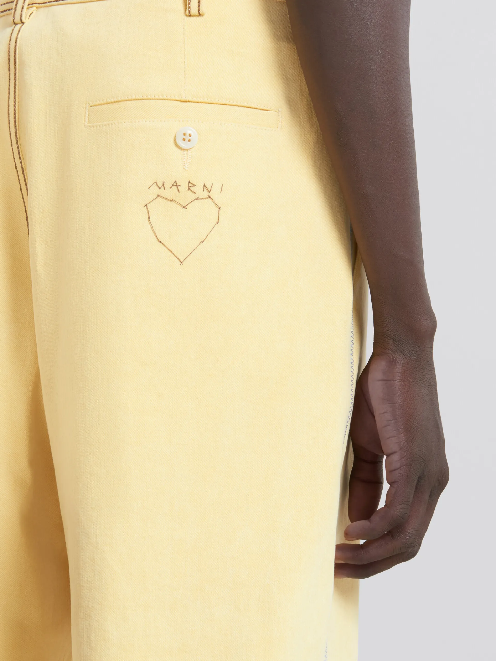 Denim | Pants>Marni Yellow Organic Denim Trousers With Contrast Stitching CITRUS