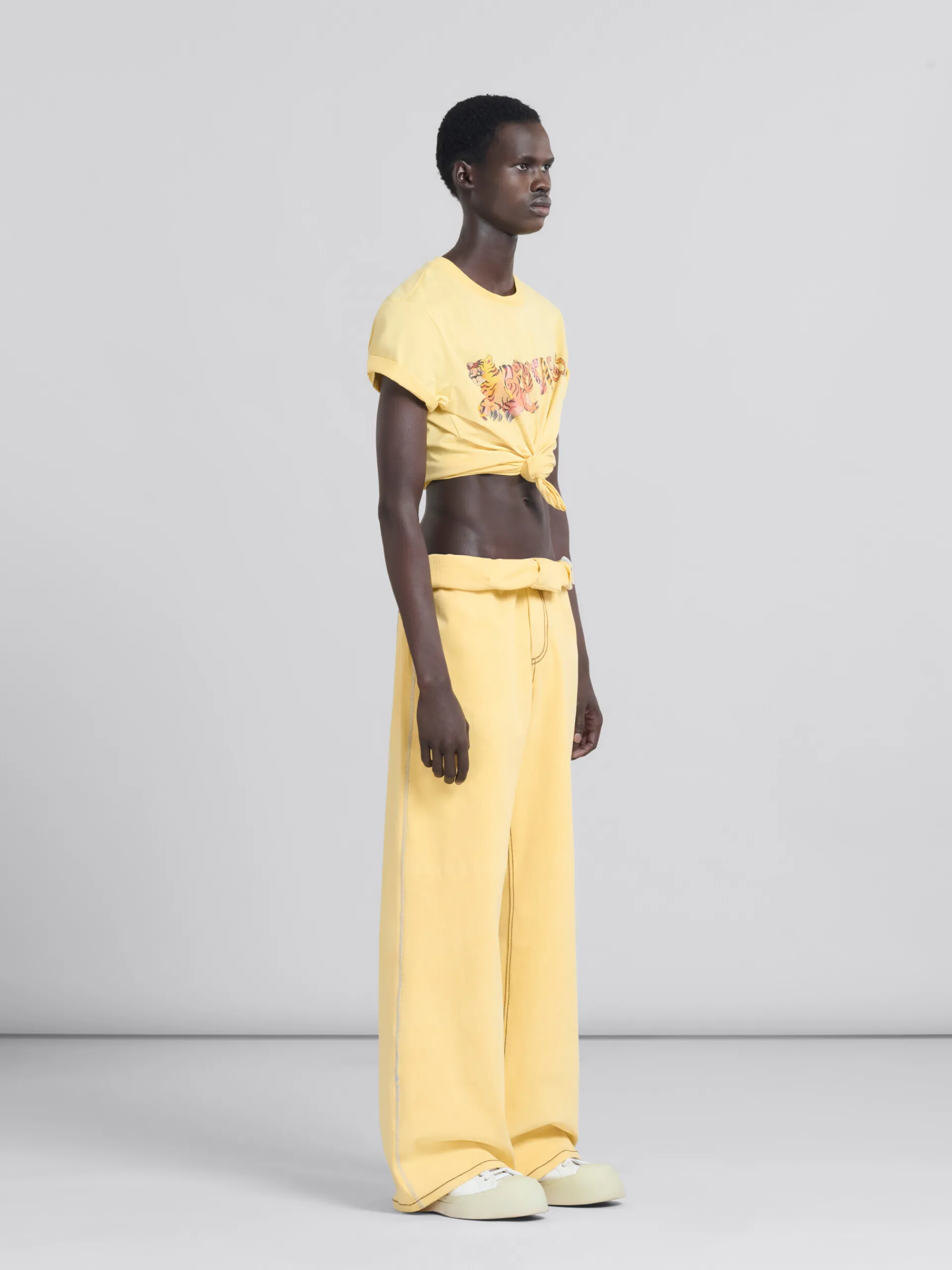 Denim | Pants>Marni Yellow Organic Denim Trousers With Contrast Stitching CITRUS
