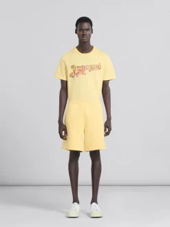 Pants>Marni Yellow Organic Jersey Sweat Shorts With Mending CITRUS