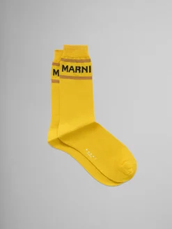 Socks>Marni Yellow Socks With Logo Cuffs SAFFRON
